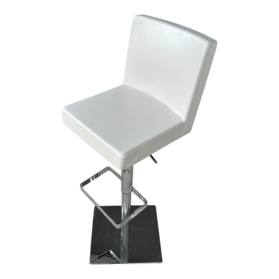 Tabouret gris, pied chromé,...