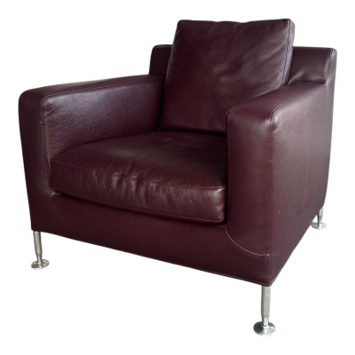 Fauteuil en cuir bordeaux B&B Italia Harry
 Etat-Bon état